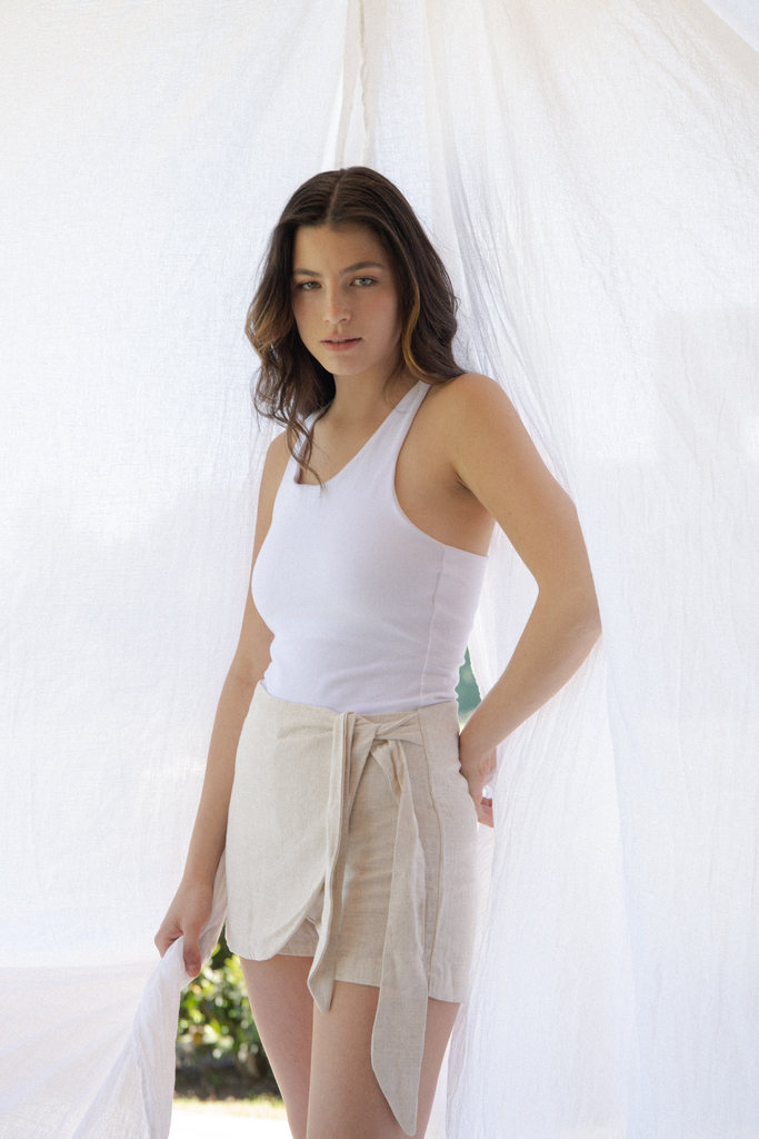 Short pollera blanco sale