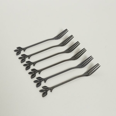 Set x 6 Tenedores de Copetin Negro - Linea Leaves