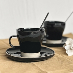 Juego de 6 Tazas de Te con Plato Negro - Linea Mali - Trendy Corner