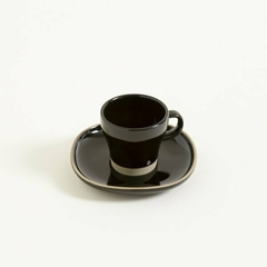 Juego de 6 Tazas de Cafe con Plato Negro - Linea Mali - tienda online