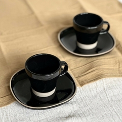 Juego de 6 Tazas de Cafe con Plato Negro - Linea Mali - comprar online