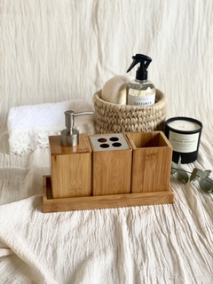 Set 4 piezas de bamboo para toilette o cocina - tienda online