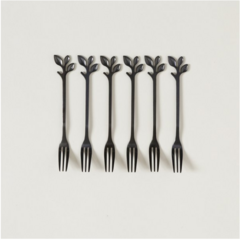 Set x 6 Tenedores de Copetin Negro - Linea Leaves en internet
