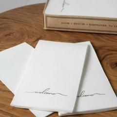 Toallas de Mano, de papel tissue. "Welcome". Pack x 20 unidades - comprar online