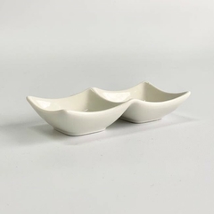 Salsera Doble de Ceramica Blanca. Ideal sushi, aderezos, mermeladas - comprar online