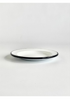 Plato de Postre Enlozado Vintage Bordes Negros - comprar online