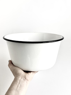 Ensaladera Bowl Enlozado Medium Vintage Bordes Negros - Trendy Corner