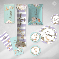 Kit imprimible woodland animalitos del bosque menta lila tukit - comprar online