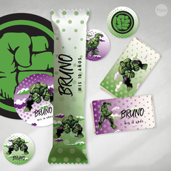 Kit imprimible super heroe superheroes hulk candy bar