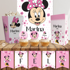 Kit imprimible minnie rosa personaje cumpleaños candy bar tukit