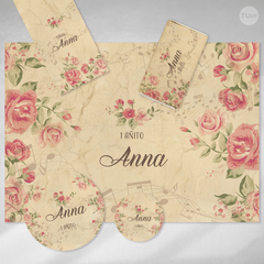 Kit imprimible musica textura flor rosa tukit - comprar online
