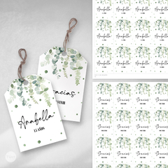 Tarjetas tag imprimible hojas verdes eucalipto tukit - comprar online