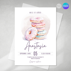 Invitacion donuts texto editable canva tukit - comprar online