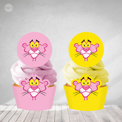 Wrapper topper cupcake imprimible pantera rosa tukit