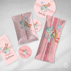 Kit imprimible el principito little prince rosa candy bar tukit