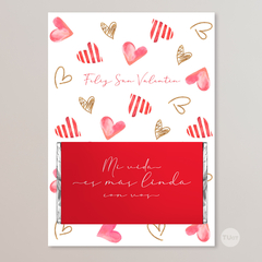 Tarjeton y envoltorio chocolatin imprimible san valentin tukit