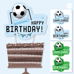Cake topper adorno torta imprimible futbol soccer tukit