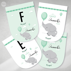 Kit imprimible elefante bebe gris verde candy bar tukit - comprar online