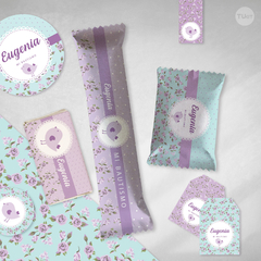 Kit imprimible pajarito flores violeta agua candy bar tukit en internet