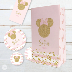 Kit imprimible minnie moño glitter candy bar en internet