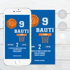 Kit imprimible basket basquet basketball azul naranja tukit - TuKit