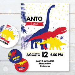 kit imprimible dinosaurios colore primarios, dinosaur party bundle