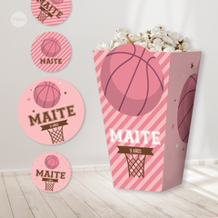 Imagen de Kit imprimible basket basquet basketball rosa candy bar tukit