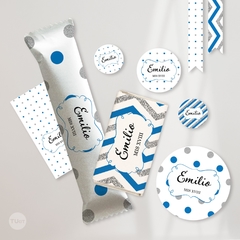 Kit imprimible glitter plata azul candy bar tukit - TuKit