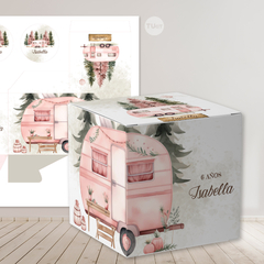Kit imprimible campamento acuarela rosa camper tukit - tienda online