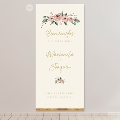 Banner rectangular digital imprimible backdrop flores rosas tukit