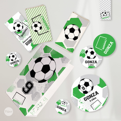 Kit Imprimible futbol pelota verde blanco negro candy bar - comprar online