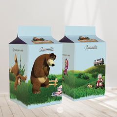 Milk box imprimible masha y el oso paisaje tukit
