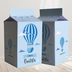 caja de leche, milk box party bundle, globo aerostatico, celeste azul, milkbox imprimible