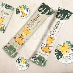 Kit imprimible jirafa jirafita bebe hojas candy bar tukit - comprar online