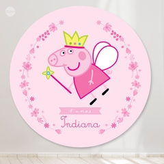 Banner circular digital imprimible backdrop peppa hada rosa tukit