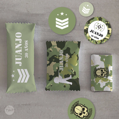 Kit imprimible camuflado militar soldados cumpleaños tukit