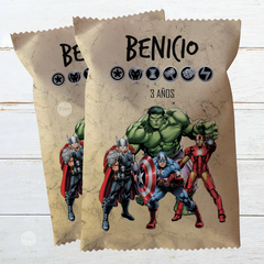 bolsa chipsbag avengers, chip bag imprimible, bolsa sorpresita, superheroes avengers