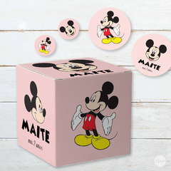 caja cubo imprimible mickey mouse, souvenir mickey, caja mickey, cajita mickey