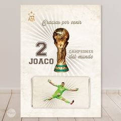 Tarjeton y envoltorio chocolatin imprimible futbol dibu martinez campeones del mundo tukit