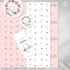 Kit imprimible conejo florcitas rosas nacimiento bautismo baby shower tukit - tienda online