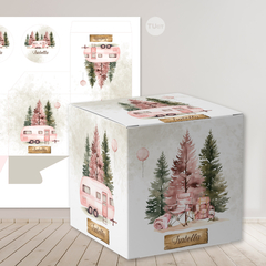 Kit imprimible campamento acuarela rosa camper tukit - tienda online