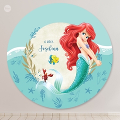 Banner circular digital imprimible backdrop sirenita Ariel tukit