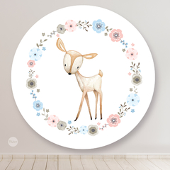banner circular ciervo, ciervito party bundle, deer, decoracion ciervo y flores