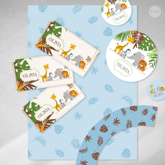 Kit imprimible animales de la selva candy bar tukit - comprar online