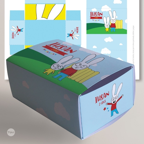 Caja slide imprimible souvenir simon el conejo tukit