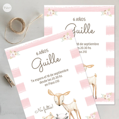 Kit imprimible woodland animalitos del bosque rosa tukit - comprar online