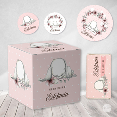 Kit imprimible conejo florcitas rosas nacimiento bautismo baby shower tukit - comprar online