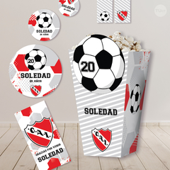Kit imprimible futbol pelota independiente rojo candy bar tukit en internet