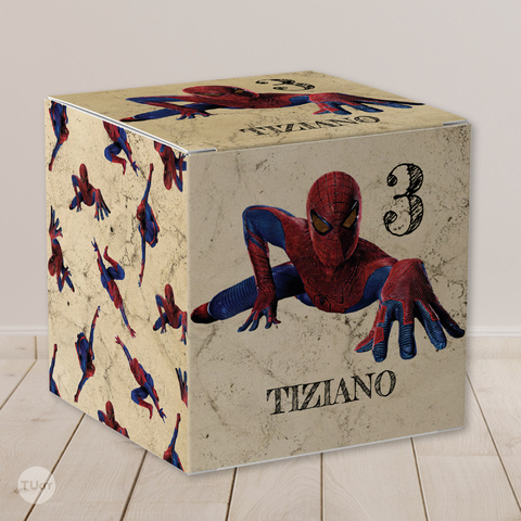 Caja cubo imprimible spiderman tukit