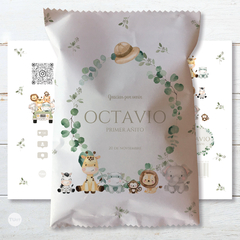 Chips bags imprimible animales selva eucalipto tukit